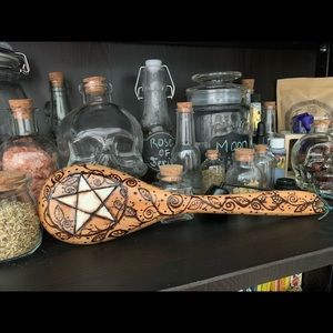 Wood burned Pentacle spoon